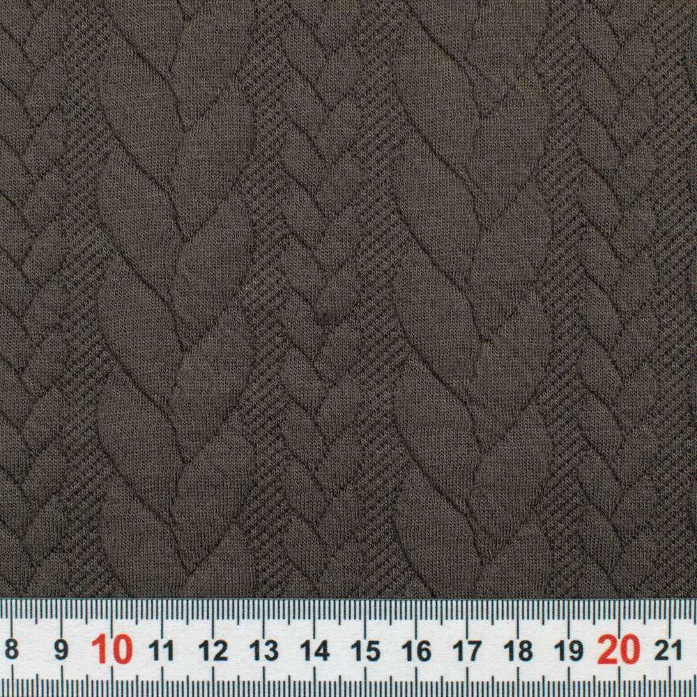 Jacquard Jersey Zopfstrick Dunkeltaupe Stoffe Werning