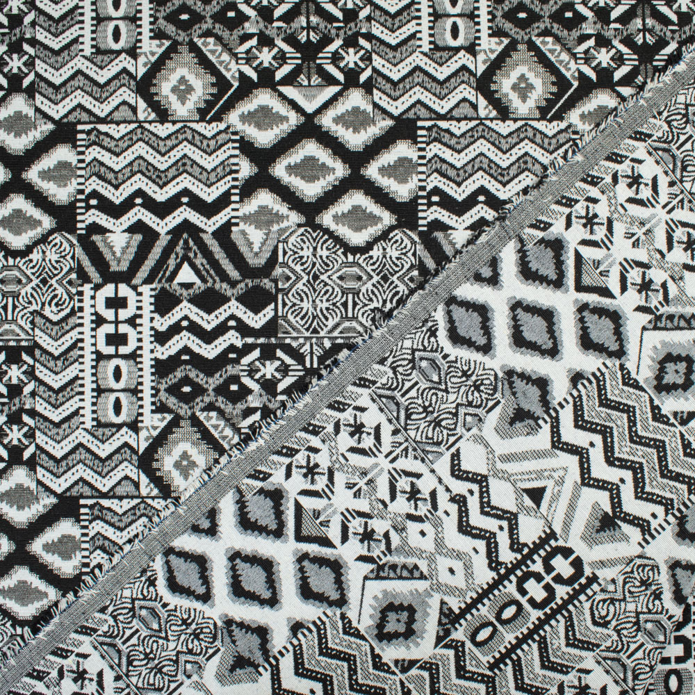 Jacquard Ethno Stoffe Muster doppelseitig | Werning schwarz