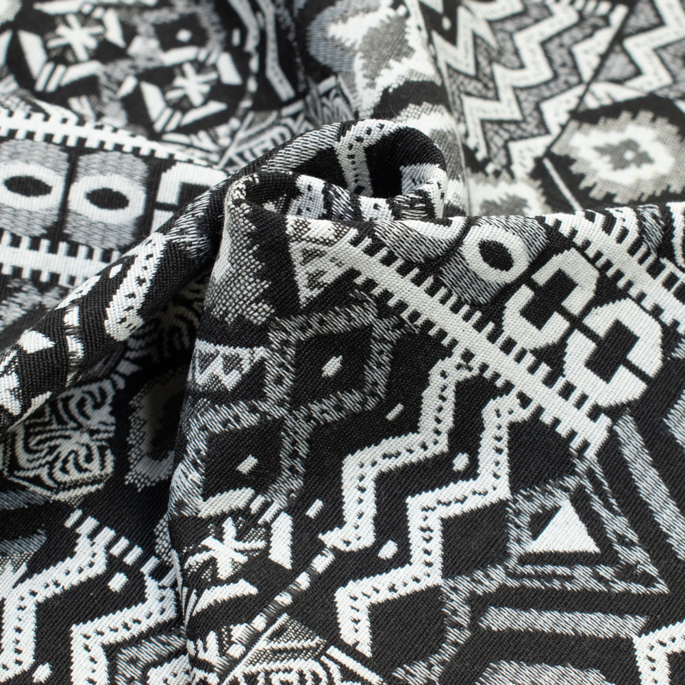 Jacquard doppelseitig Ethno Muster schwarz | Werning Stoffe